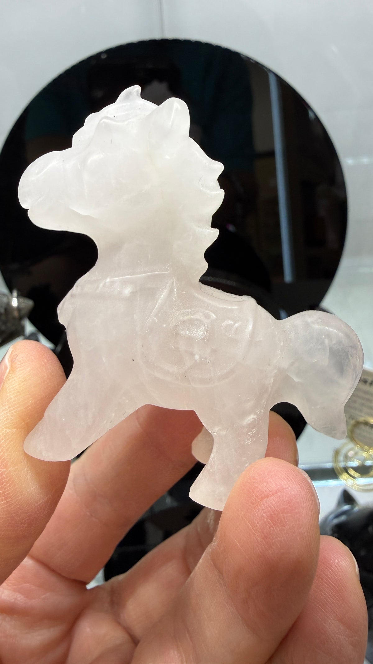 Rose Quartz Horse Crystal Carving- 2.3 inches