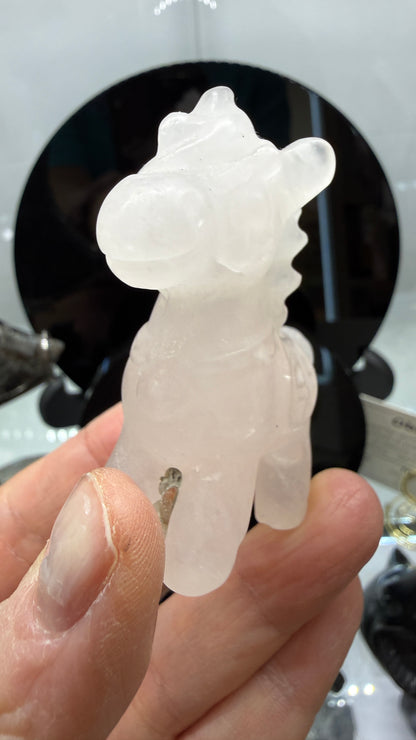 Rose Quartz Horse Crystal Carving- 2.3 inches