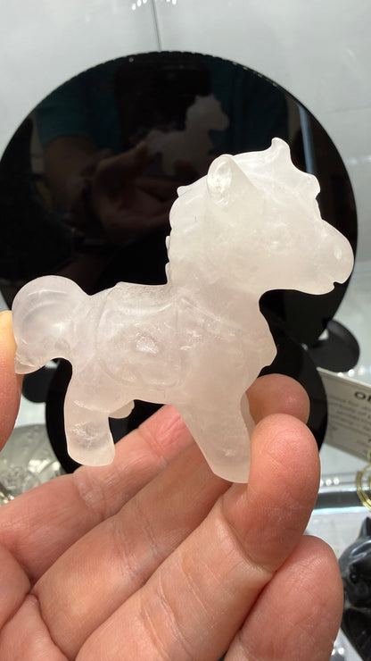 Rose Quartz Horse Crystal Carving- 2.3 inches