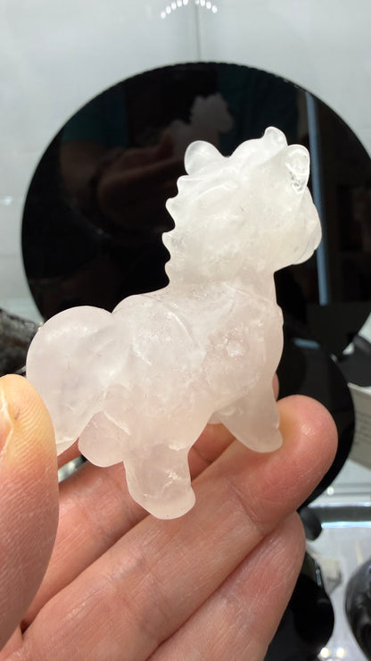 Rose Quartz Horse Crystal Carving- 2.3 inches