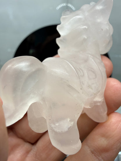 Rose Quartz Horse Crystal Carving- 2.5 inches