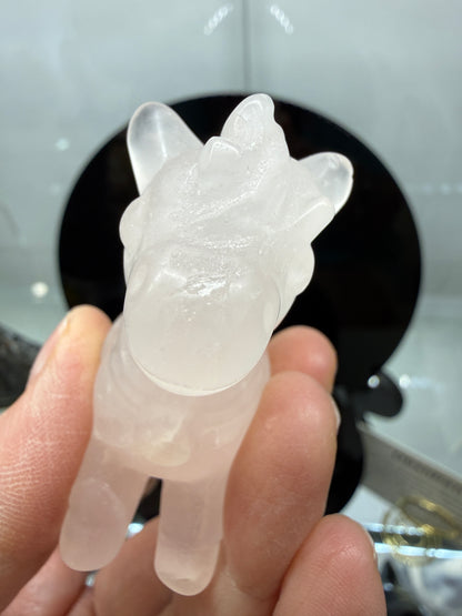 Rose Quartz Horse Crystal Carving- 2.5 inches