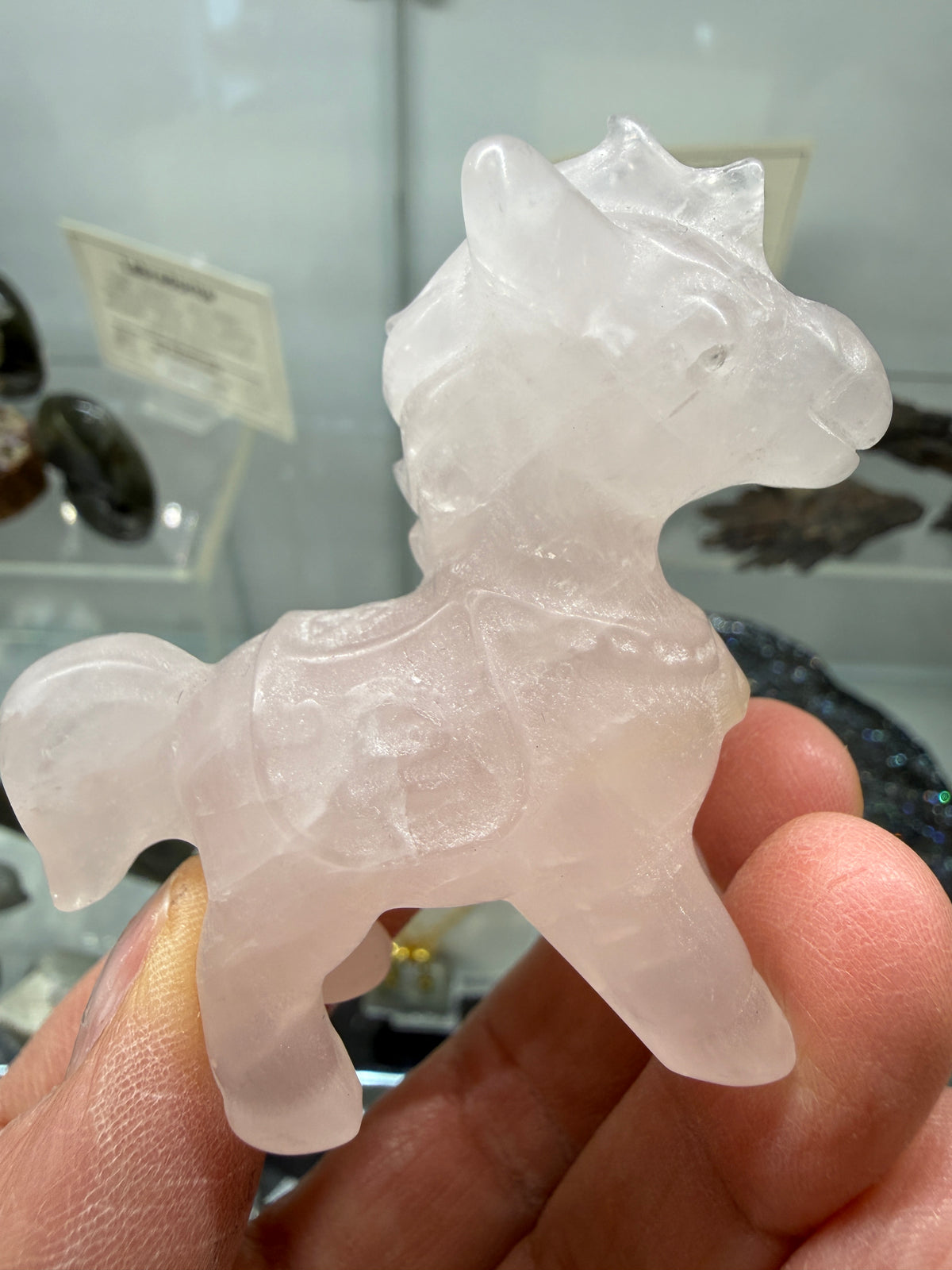 Rose Quartz Horse Crystal Carving- 2.3 inches