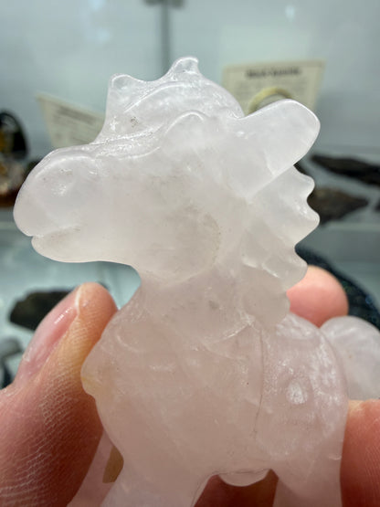 Rose Quartz Horse Crystal Carving- 2.3 inches