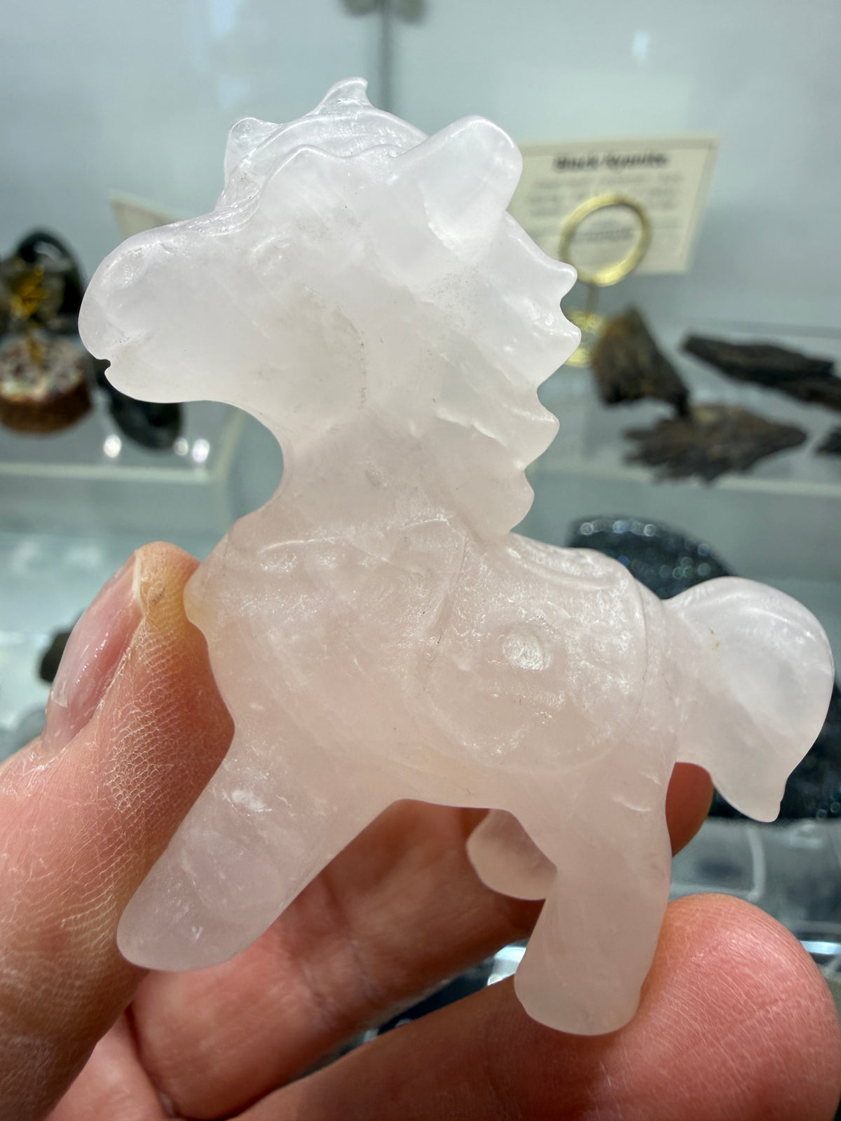 Rose Quartz Horse Crystal Carving- 2.3 inches
