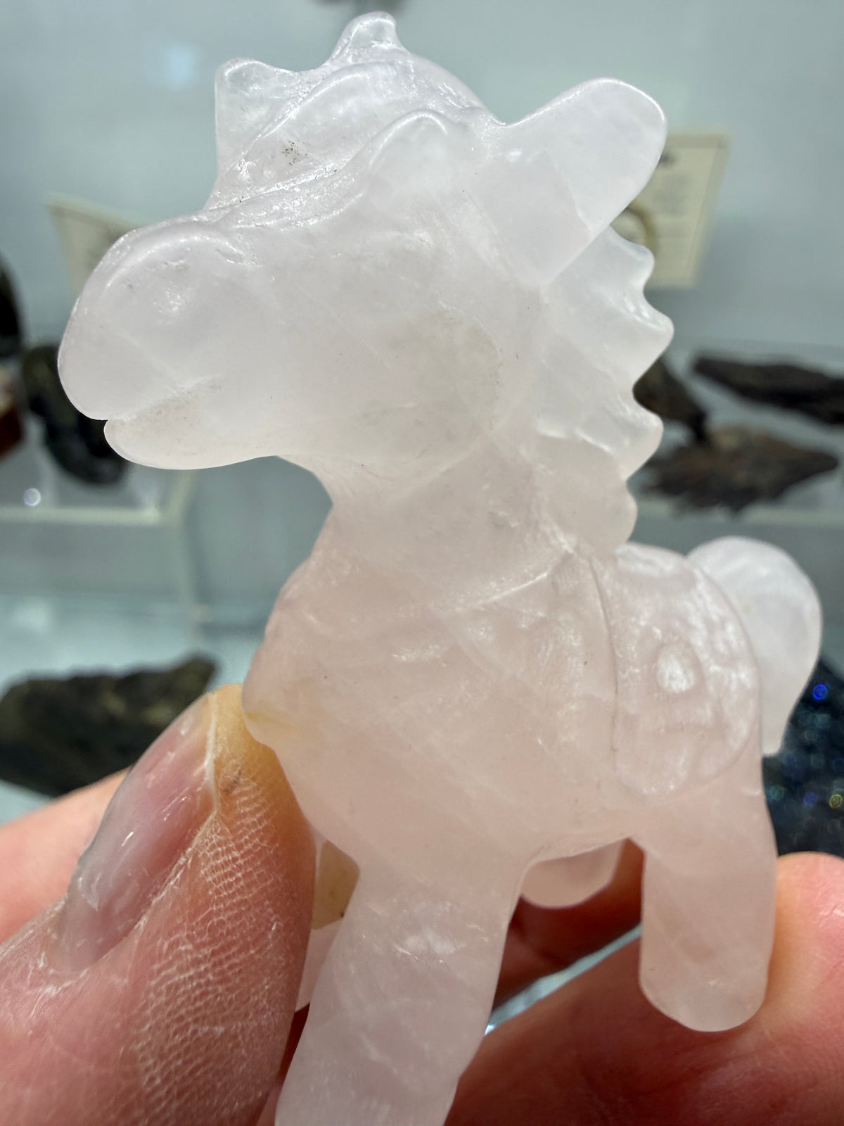 Rose Quartz Horse Crystal Carving- 2.3 inches