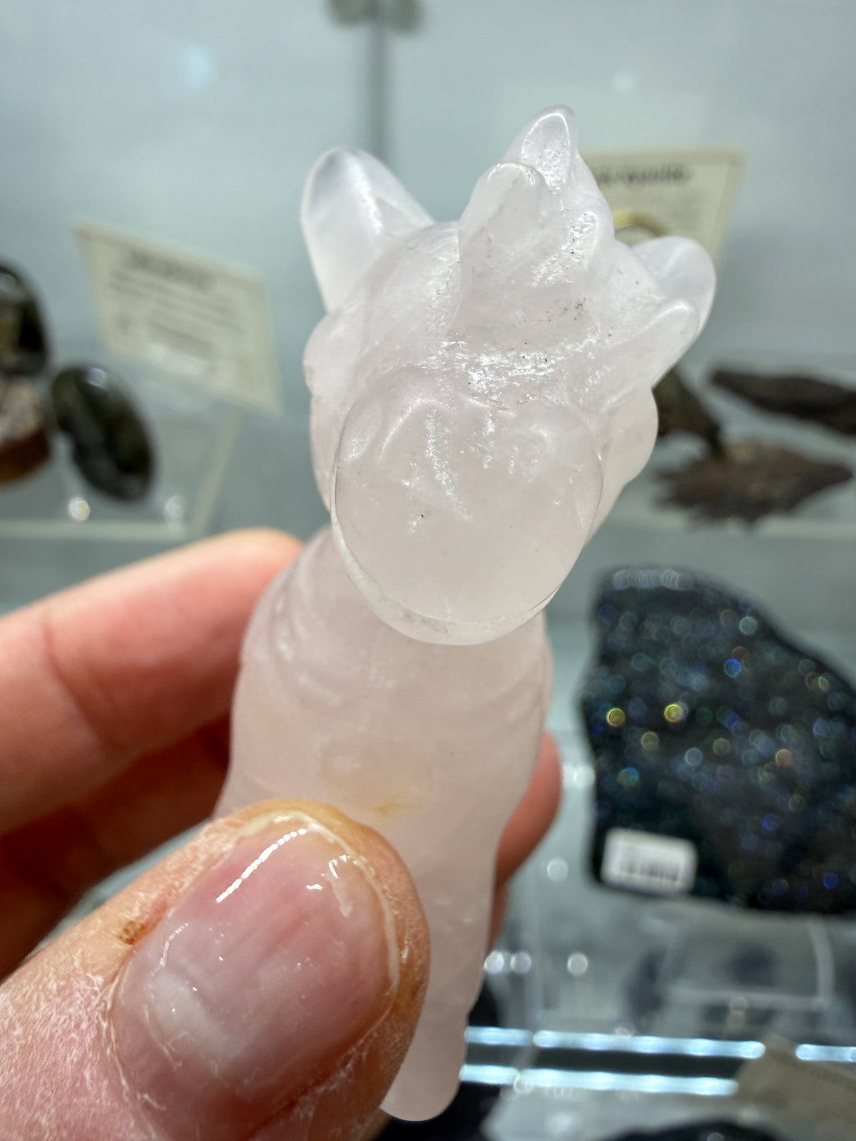 Rose Quartz Horse Crystal Carving- 2.3 inches
