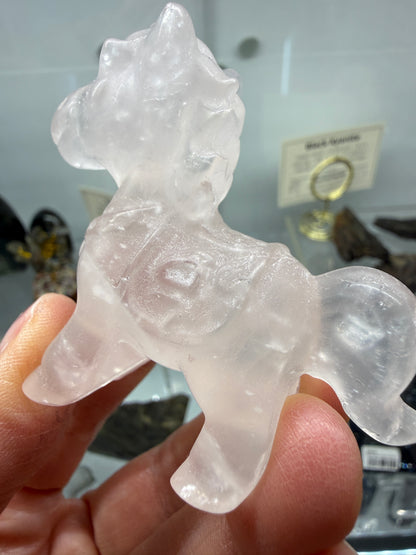 Rose Quartz Horse Crystal Carving- 2.5 inches