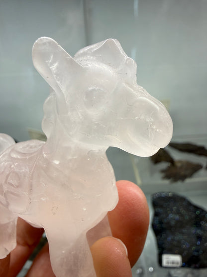Rose Quartz Horse Crystal Carving- 2.5 inches