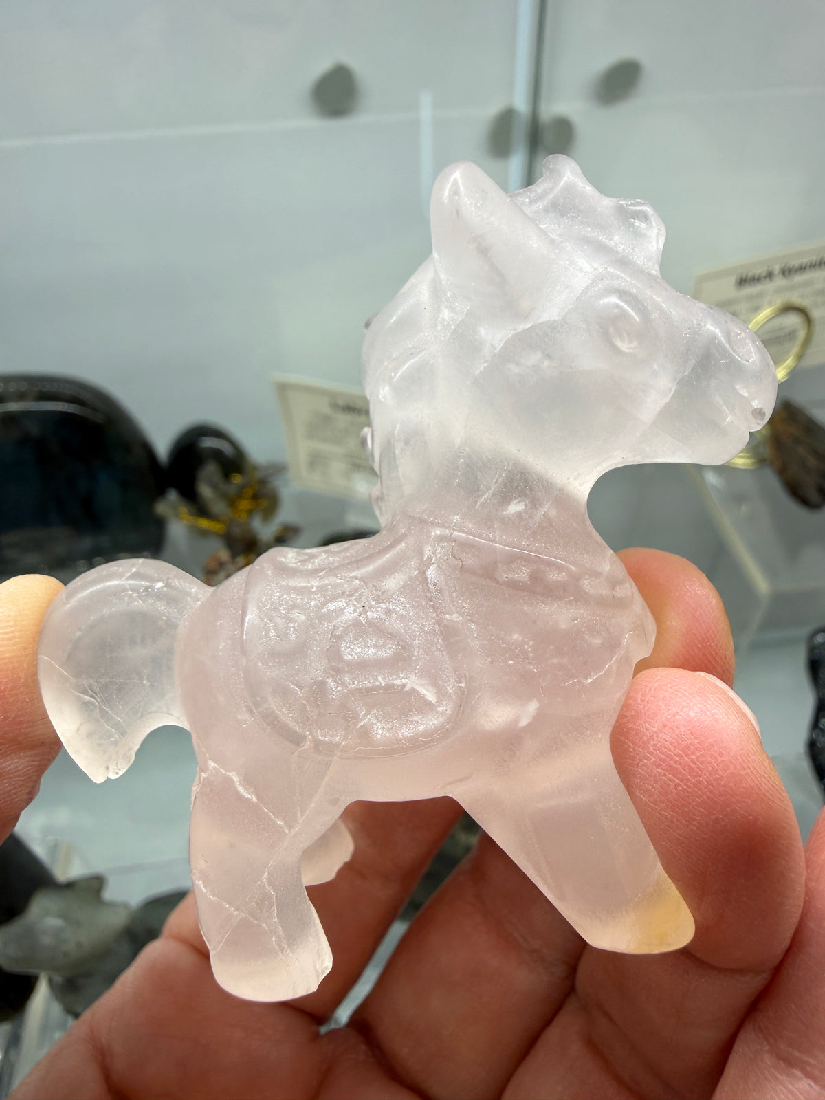 Rose Quartz Horse Crystal Carving- 2.4 inches