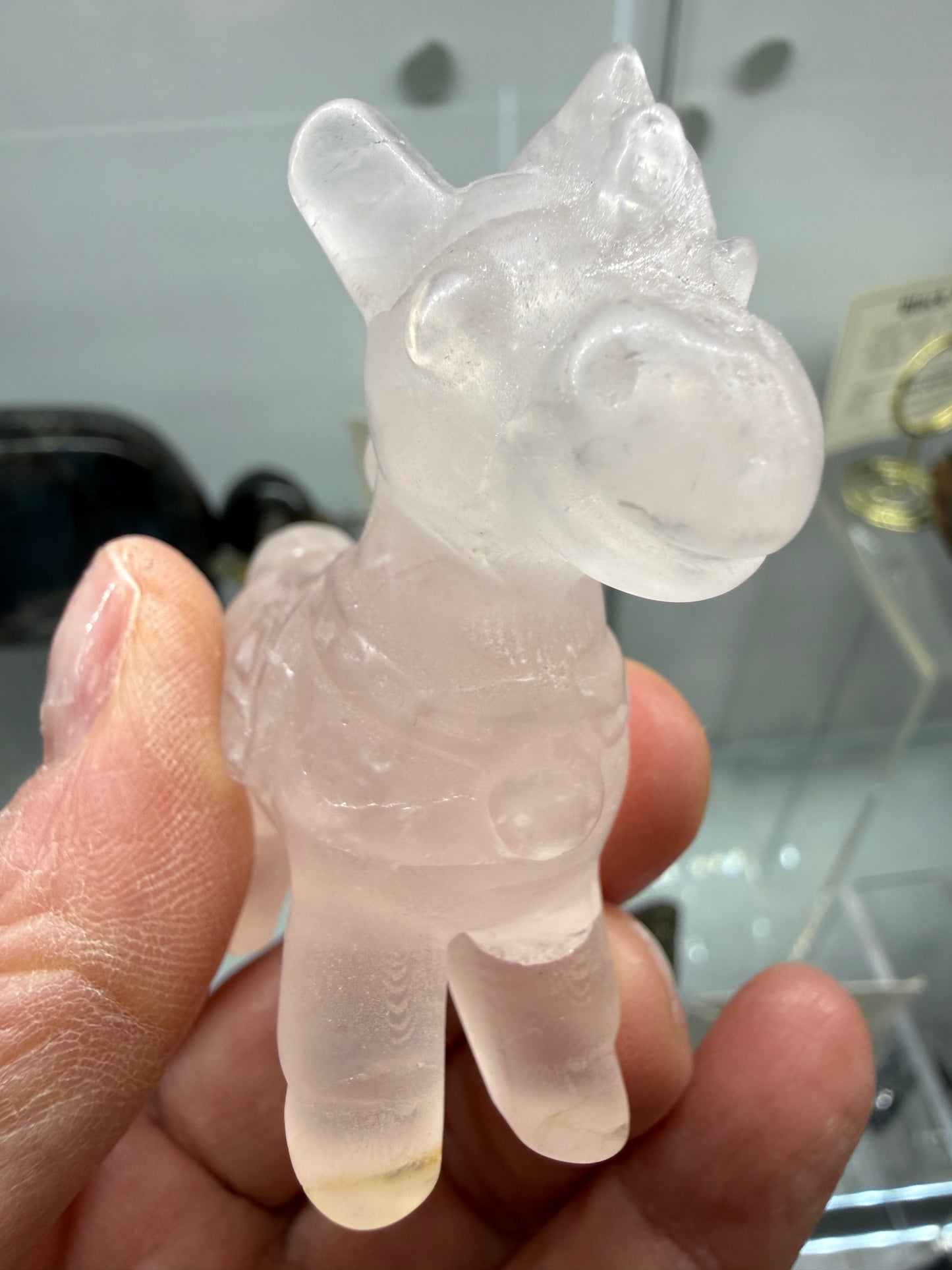 Rose Quartz Horse Crystal Carving- 2.4 inches
