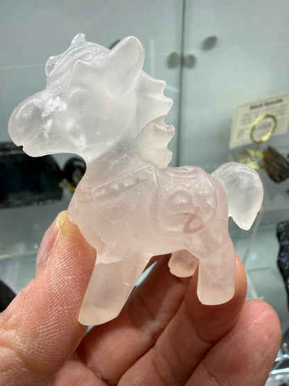 Rose Quartz Horse Crystal Carving- 2.4 inches
