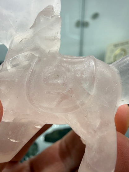 Rose Quartz Horse Crystal Carving- 2.4 inches