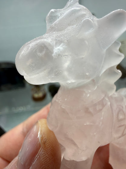 Rose Quartz Horse Crystal Carving- 2.4 inches