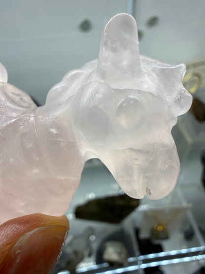 Rose Quartz Horse Crystal Carving- 2.4 inches