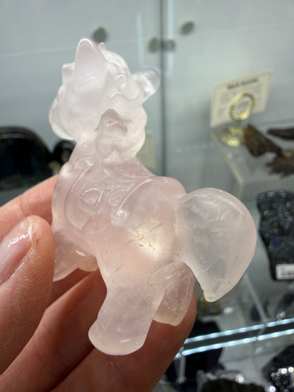 Rose Quartz Horse Crystal Carving- 2.4 inches