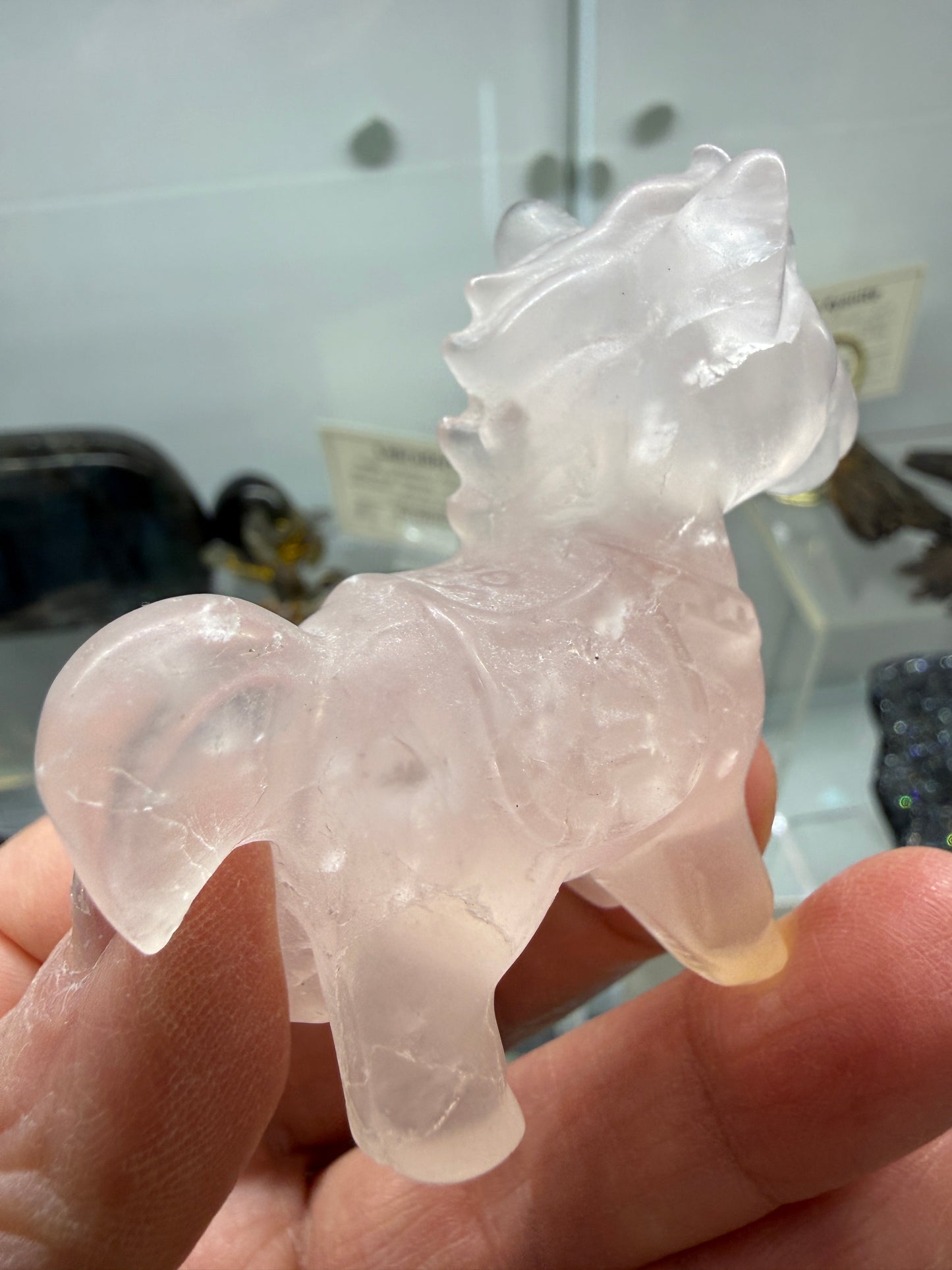 Rose Quartz Horse Crystal Carving- 2.4 inches