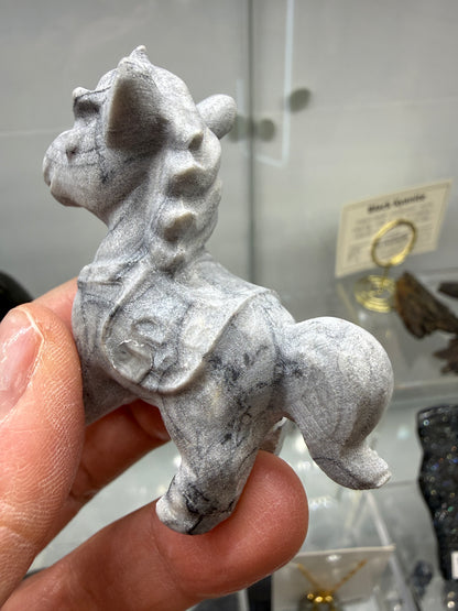 Picasso Jasper Horse Crystal Carving (Matte Polish)- 2.6 inches