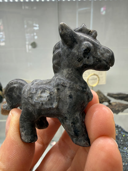 Larvikite Horse Crystal Carving- 2.3 inches