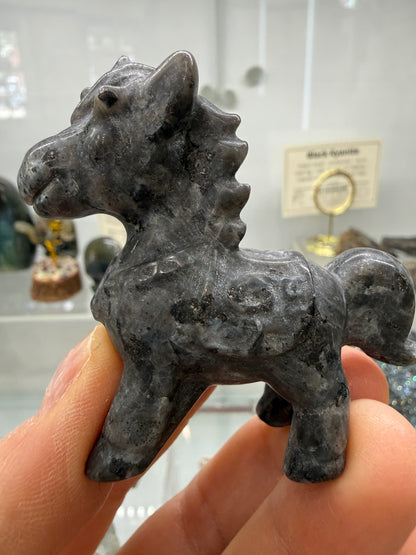 Larvikite Horse Crystal Carving- 2.3 inches