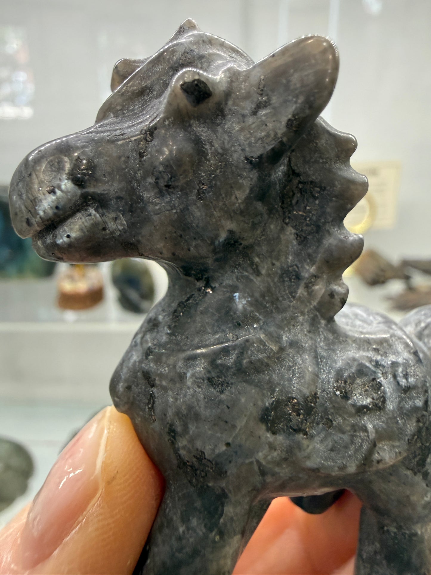 Larvikite Horse Crystal Carving- 2.3 inches