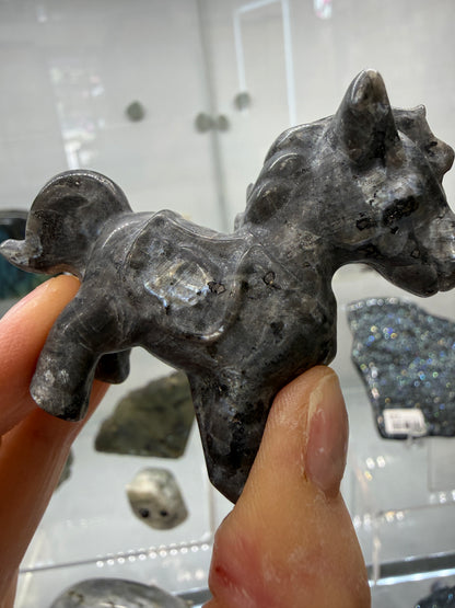 Larvikite Horse Crystal Carving- 2.3 inches