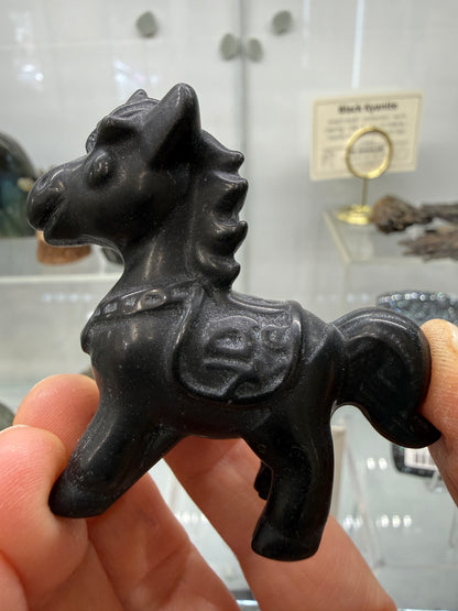 Obsidian Horse Crystal Carving- 2.3 inches