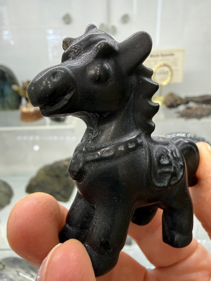 Obsidian Horse Crystal Carving- 2.3 inches