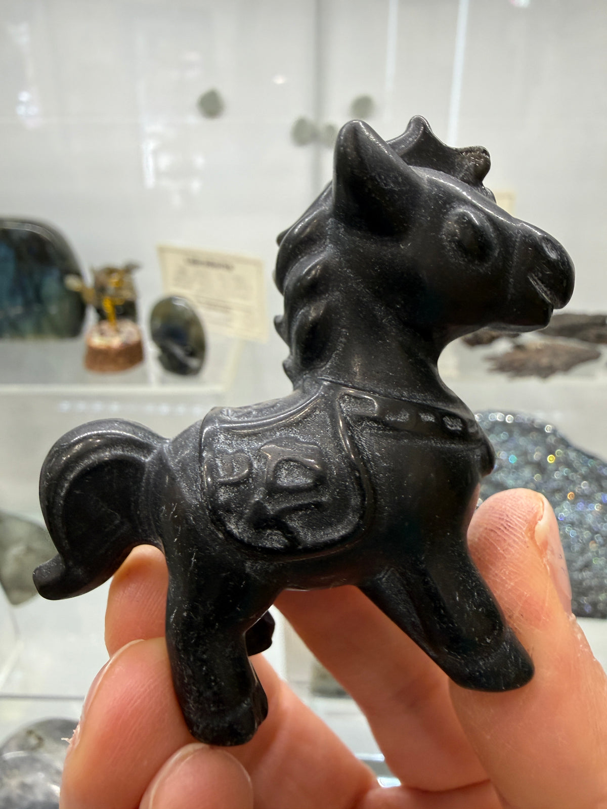 Obsidian Horse Crystal Carving- 2.3 inches