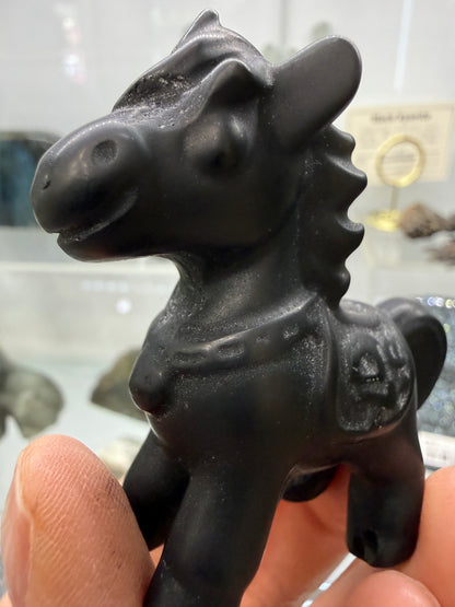Obsidian Horse Crystal Carving- 2.4 inches