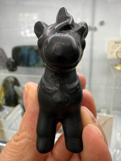 Obsidian Horse Crystal Carving- 2.4 inches