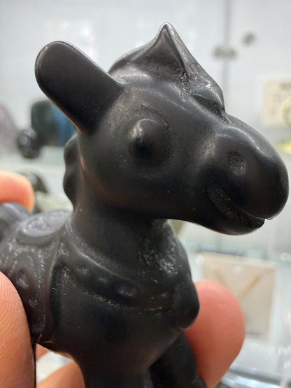 Obsidian Horse Crystal Carving- 2.4 inches