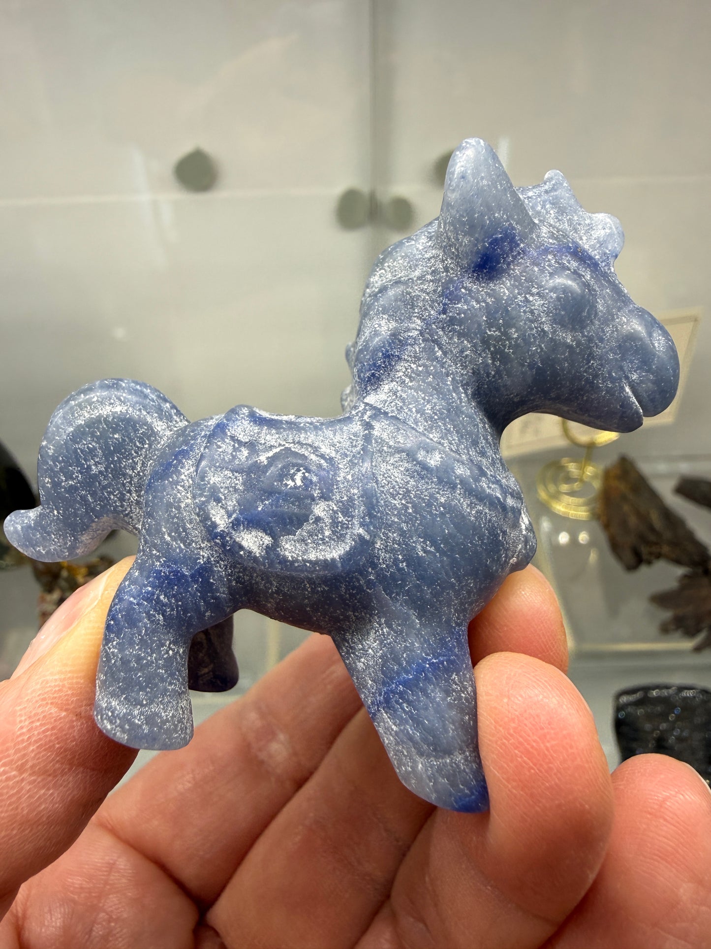 Blue Aventurine Horse Crystal Carving- 2.4 inches