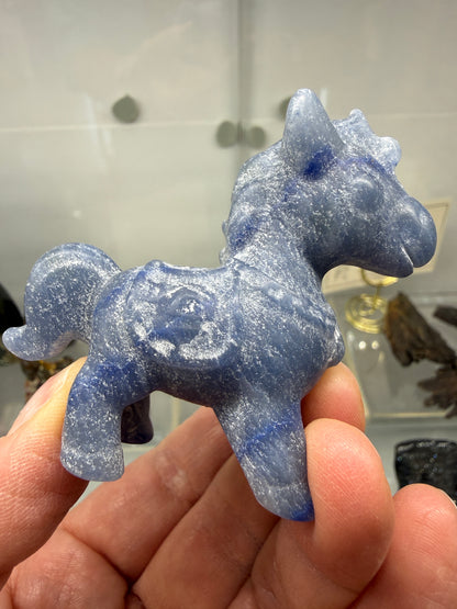 Blue Aventurine Horse Crystal Carving- 2.4 inches