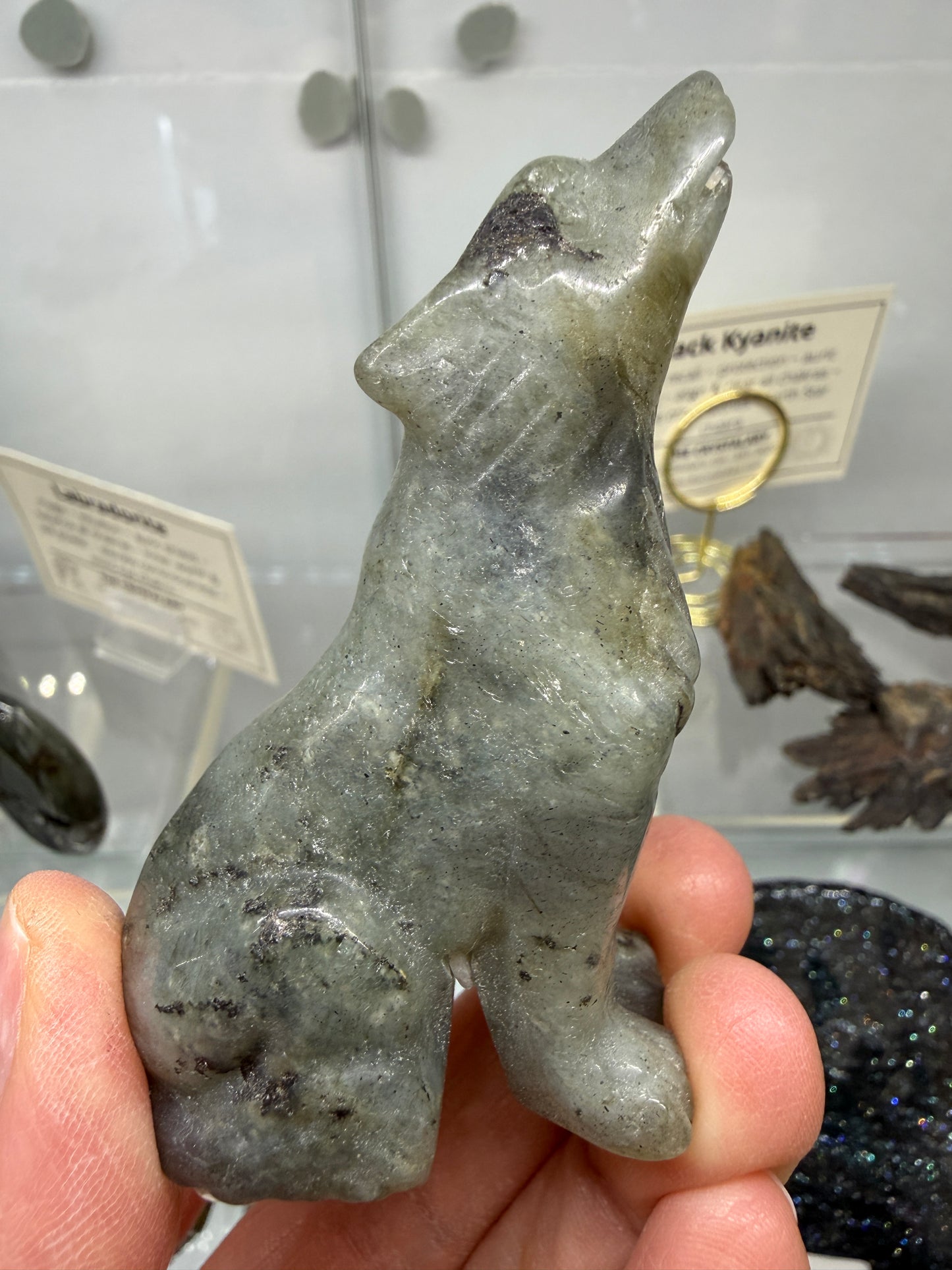 Labradorite Wolf Crystal Carving- 2.8 inches