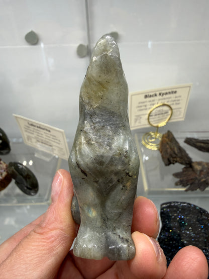 Labradorite Wolf Crystal Carving- 2.8 inches