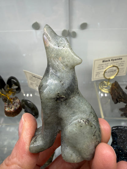 Labradorite Wolf Crystal Carving- 2.8 inches