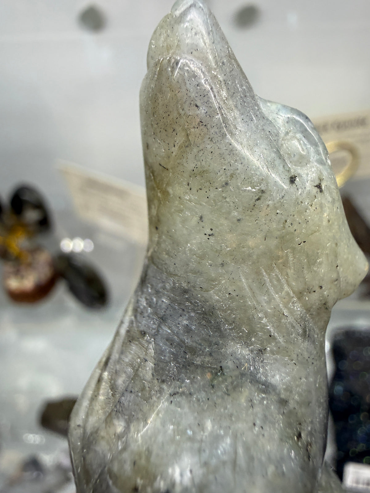 Labradorite Wolf Crystal Carving- 2.8 inches