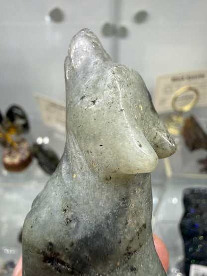 Labradorite Wolf Crystal Carving- 2.8 inches