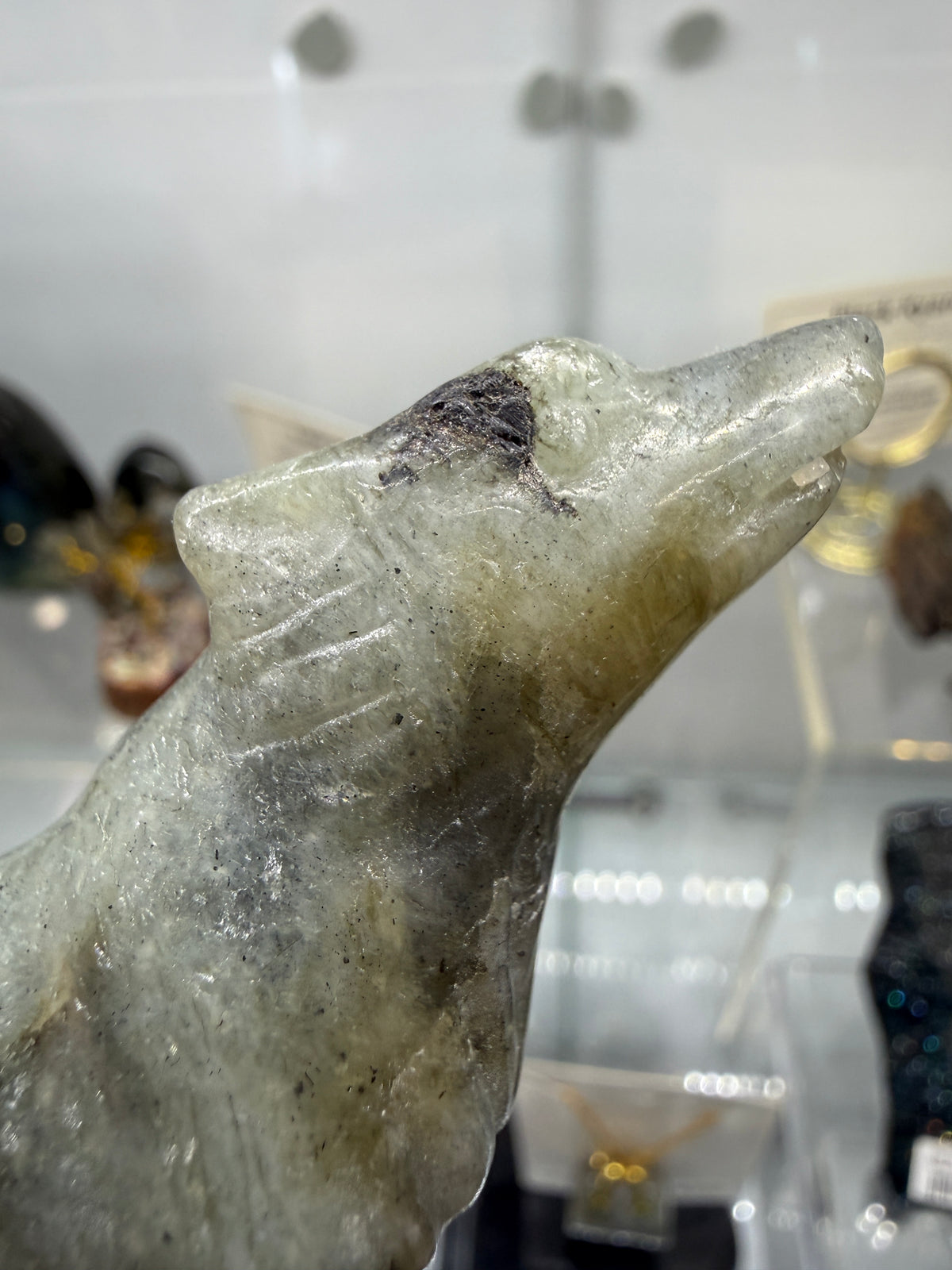 Labradorite Wolf Crystal Carving- 2.8 inches