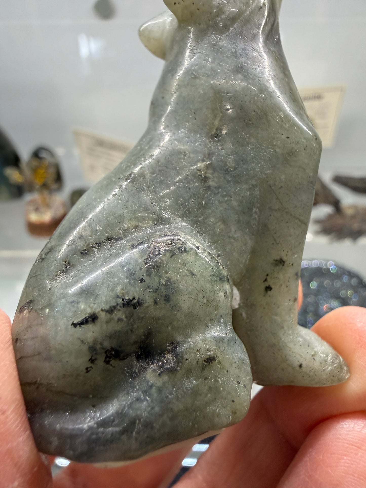 Labradorite Wolf Crystal Carving- 2.8 inches