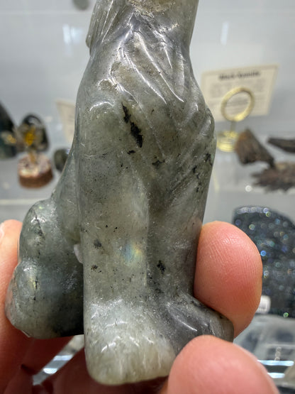 Labradorite Wolf Crystal Carving- 2.8 inches