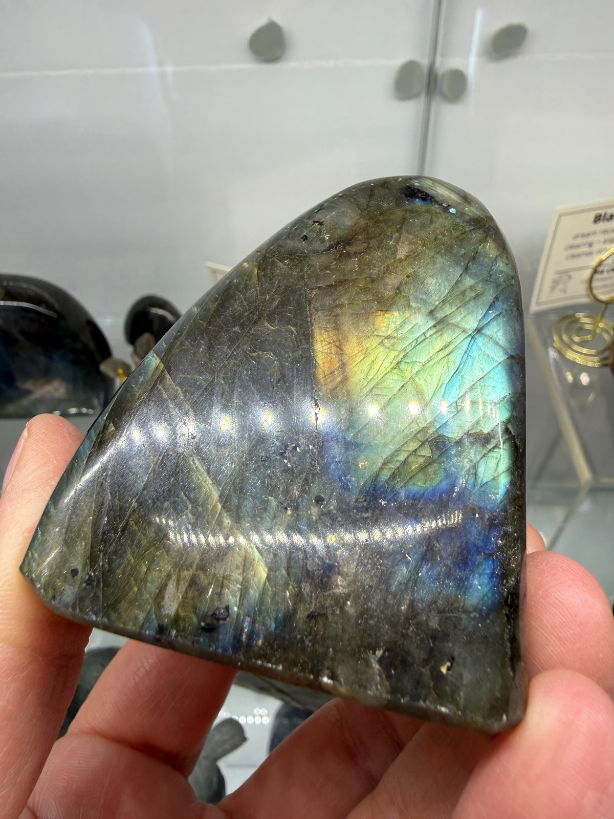 Labradorite Freeform with Blue & Yellow Flash- 2.7" inches