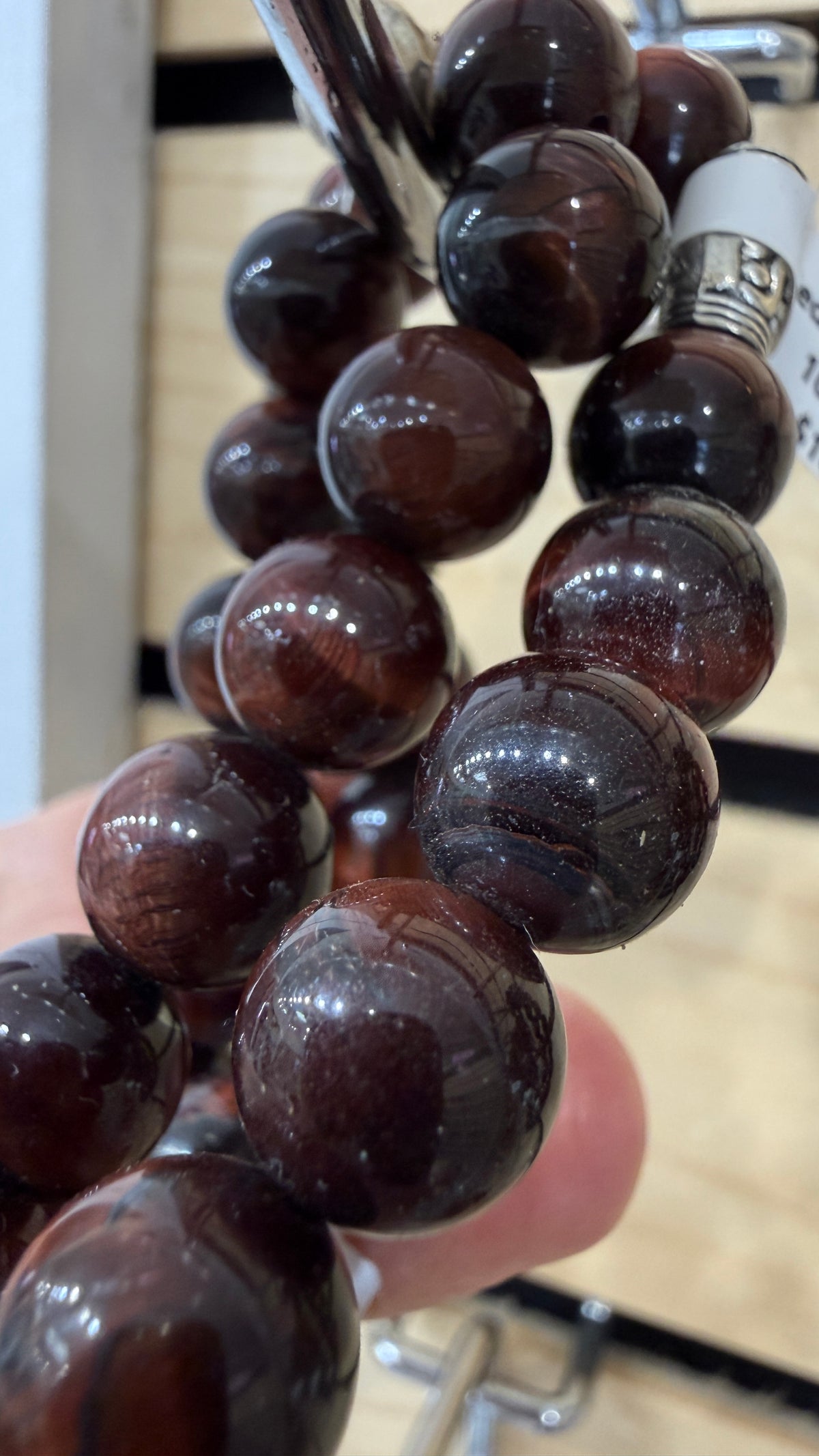 Red Tiger Eye Stretch Bracelet- Round Smooth 7.5 inches