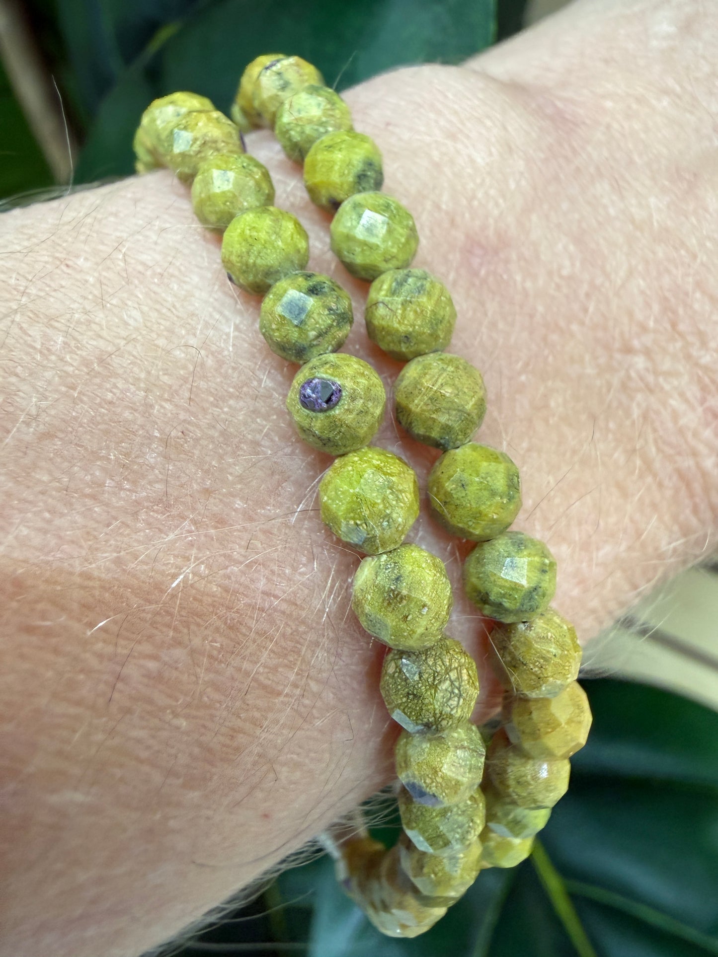 Stichtite Stretch Bracelet- 4mm Round Faceted 7.5 inches
