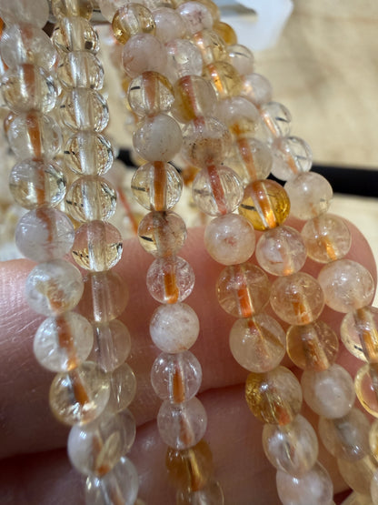 Citrine Stretch Bracelet- Round Smooth 7.5 inches
