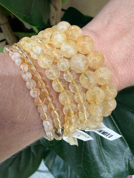 Citrine Stretch Bracelet- Round Smooth 7.5 inches