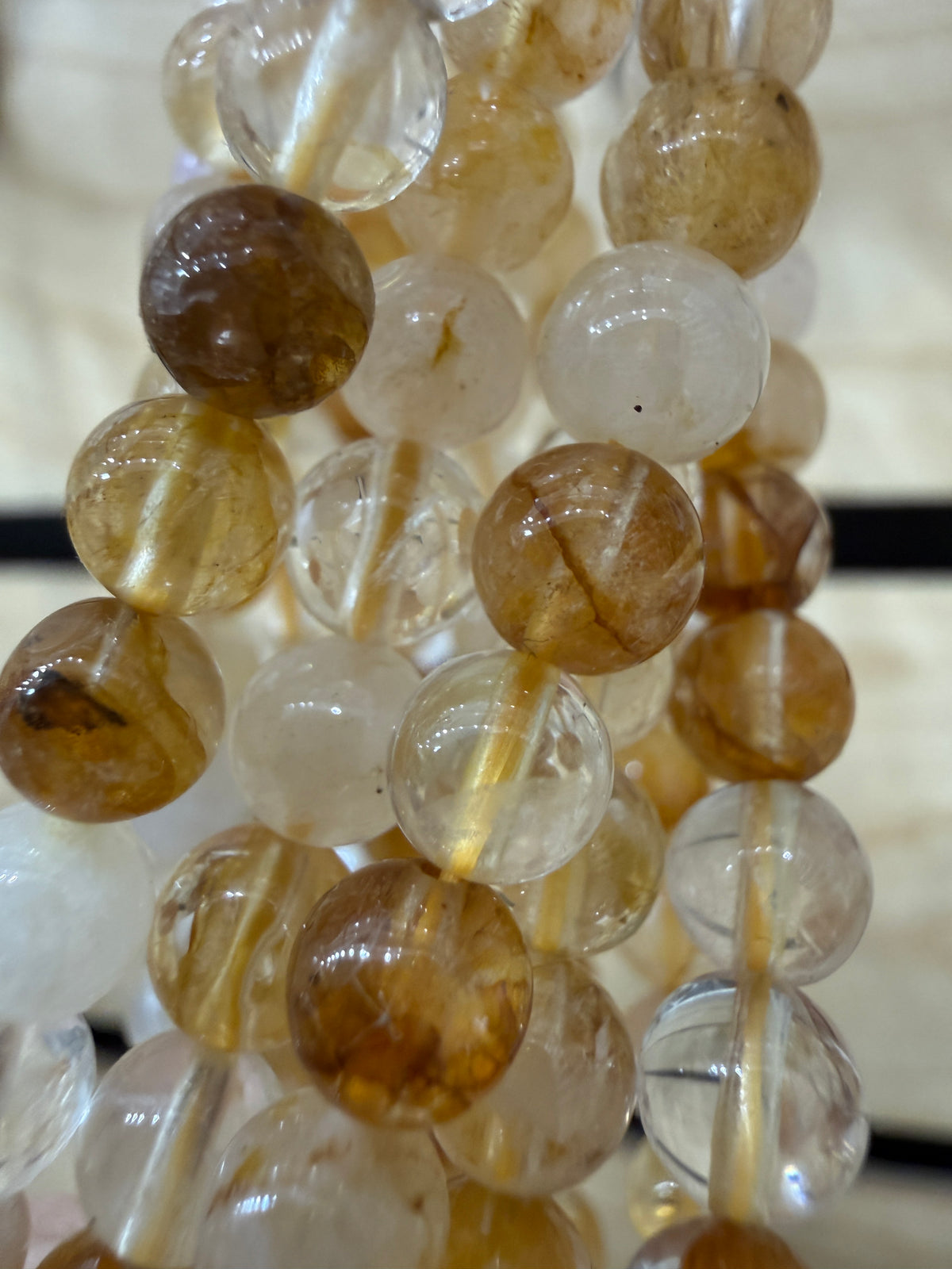 Golden Healer (Hematoid Quartz) Stretch Bracelet- Round Smooth 7.5 inches