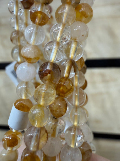 Golden Healer (Hematoid Quartz) Stretch Bracelet- Round Smooth 7.5 inches