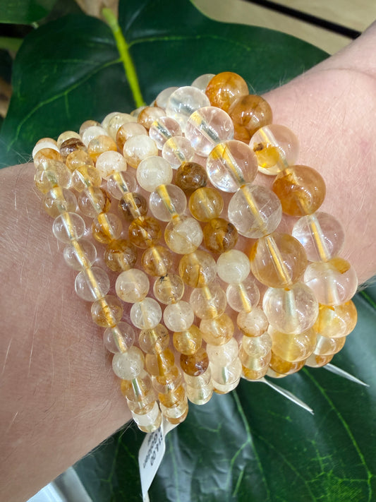 Golden Healer (Hematoid Quartz) Stretch Bracelet- Round Smooth 7.5 inches